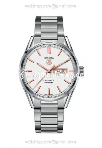 TAG Heuer Carrera Calibre 5 Day Date Stainless Steel / Silver / Bracelet WAR201D.BA0723