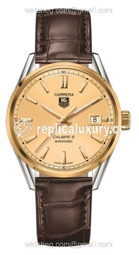 TAG Heuer Carrera Calibre 5 39 Stainless Steel / Yellow Gold / Champagne / Alligator WAR215A.FC6181