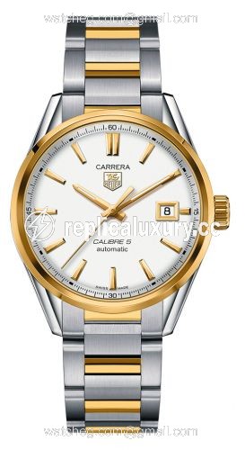 TAG Heuer Carrera Calibre 5 39 Stainless Steel / Yellow Gold / Silver / Bracelet WAR215B.BD0783