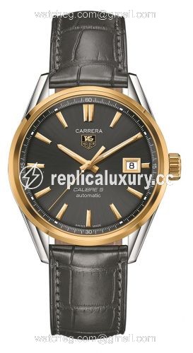 TAG Heuer Carrera Calibre 5 39 Stainless Steel / Yellow Gold / Grey / Alligator WAR215C.FC6336