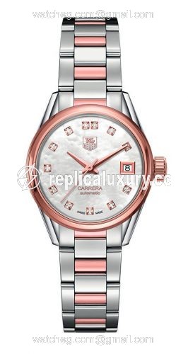 TAG Heuer Carrera Calibre 9 28 Stainless Steel / Rose Gold / MOP - Diamond / Bracelet WAR2452.BD0772