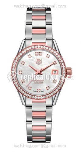 TAG Heuer Carrera Calibre 9 28 Stainless Steel / Rose Gold / Diamond / MOP - Diamond / Bracelet WAR2453.BD0772
