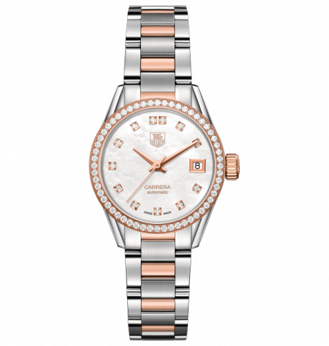 TAG Heuer Carrera Calibre 9 28 Stainless Steel / Rose Gold / Diamond / MOP - Diamond / Bracelet WAR2453.BD0777