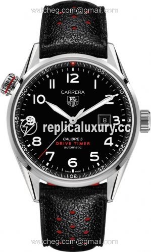 TAG Heuer Carrera Calibre 5 Drive Timer 43 Stainless Steel / Black / Calf WAR2A10.FC6337