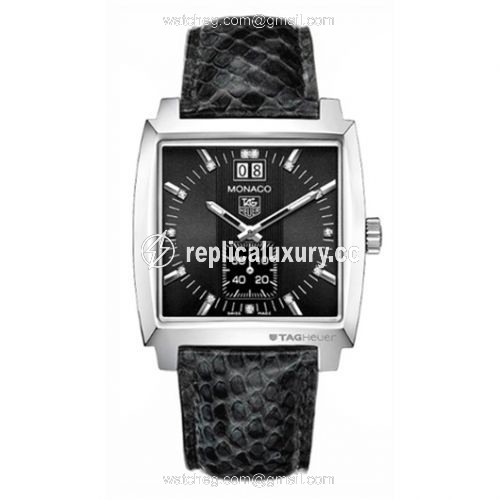 TAG Heuer Monaco Quartz Big Date Stainless Steel / Black / Python WAW1310.FC6216