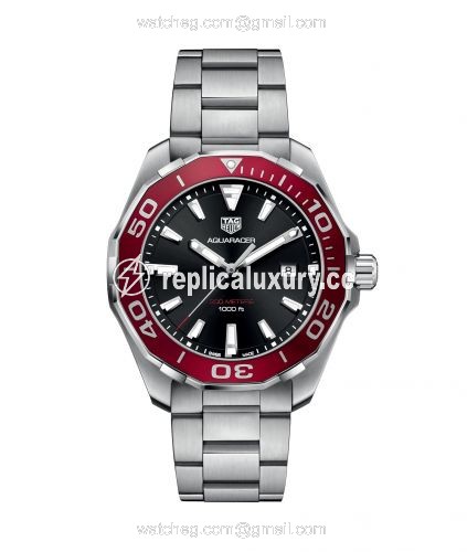 TAG Heuer Aquaracer 300M Quartz 43 Stainless Steel / Black / Red / Bracelet WAY101B.BA0746