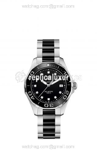 TAG Heuer Aquaracer 300M Quartz 35 Stainless Steel / Black - Diamond / Bracelet WAY131C.BA0913