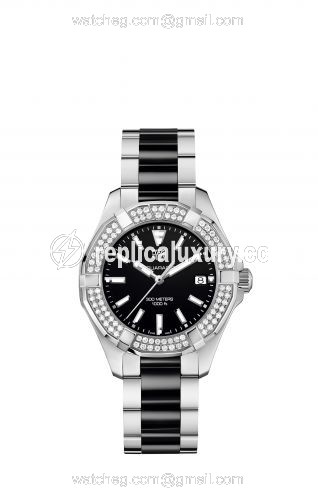 TAG Heuer Aquaracer 300M Quartz 35 Stainless Steel / Diamond / Black / Bracelet WAY131E.BA0913