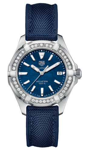 TAG Heuer Aquaracer 300M Quartz 35 Stainless Steel / Diamond / Blue MOP / Nylon WAY131N.FT6091