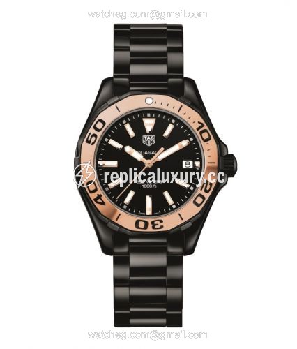 TAG Heuer Aquaracer 300M Quartz 35 Ceramic / Rose Gold / Black / Bracelet WAY1355.BH0716