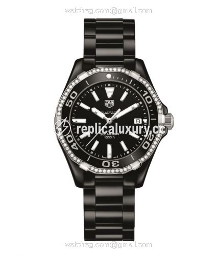 TAG Heuer Aquaracer 300M 35 Ceramic / Diamond / Black / Bracelet WAY1395.BH0716