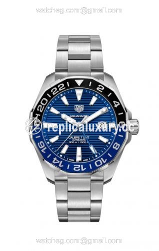TAG Heuer Aquaracer 300M Calibre 7 GMT Stainless Steel / Blue / Bracelet WAY201T.BA0927