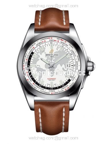 Breitling Galactic Unitime Stainless Steel / SleekT / Antarctica White / Calf WB3510U0.A777.433X