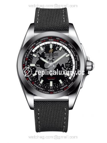 Breitling Galactic Unitime Stainless Steel / SleekT / Trophy Black / Military WB3510U4.BD94.109W
