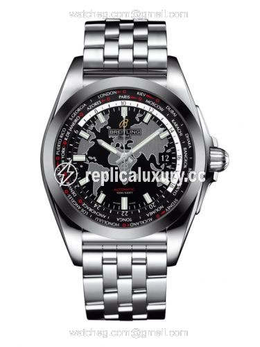 Breitling Galactic Unitime Stainless Steel / SleekT / Trophy Black / Bracelet WB3510U4.BD94.375A