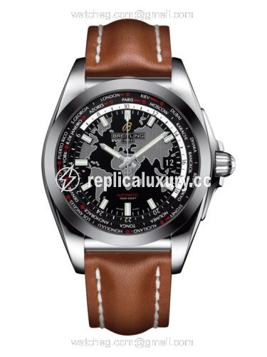 Breitling Galactic Unitime Stainless Steel / SleekT / Trophy Black / Calf WB3510U4.BD94.433X