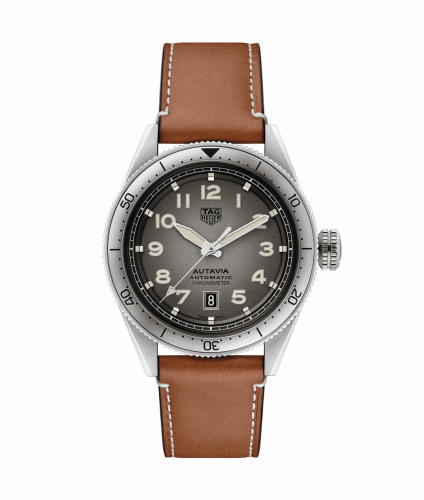 TAG Heuer Autavia Calibre 5 Stainless Steel / Grey / Leather WBE5111.FC8267-1
