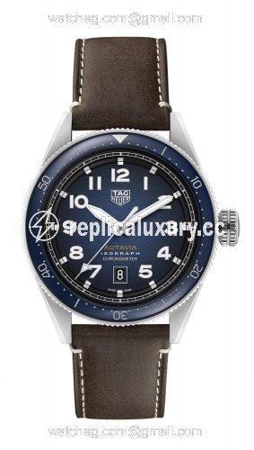 TAG Heuer Autavia Isograph Calibre 5 Stainless Steel / Blue / Leather WBE5112.FC8266