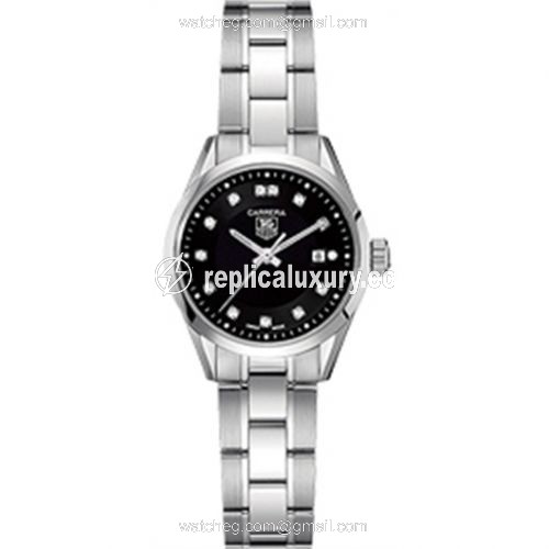 TAG Heuer Carrera Quartz 27 Stainless Steel / Black - Diamond / Bracelet WV1410.BA0793