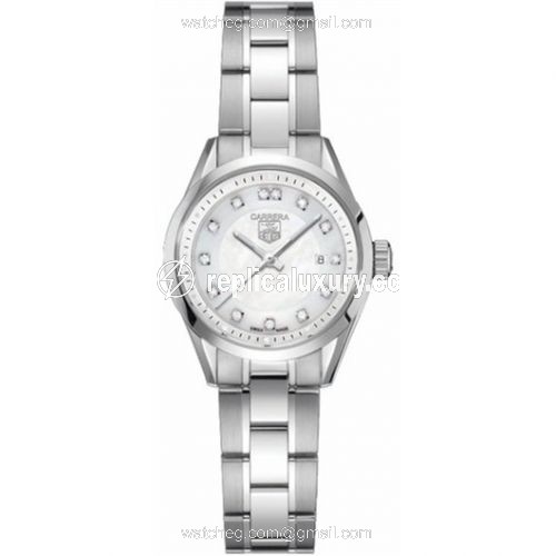 TAG Heuer Carrera Quartz 27 Stainless Steel / MOP - Diamond / Bracelet WV1411.BA0793