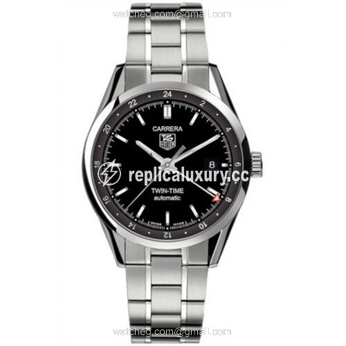 TAG Heuer Carrera Calibre 7 Twin Time Stainless Steel / Black / Bracelet WV2115.BA0787