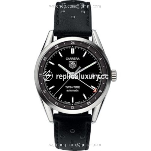 TAG Heuer Carrera Calibre 7 Twin Time Stainless Steel / Black / Strap WV2115.FC6182