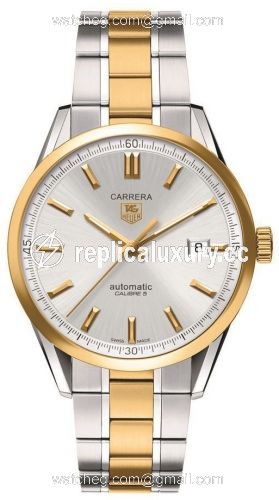 TAG Heuer Carrera Calibre 5 39 Stainless Steel / Yellow Gold / Silver / Bracelet WV215D.BD0788